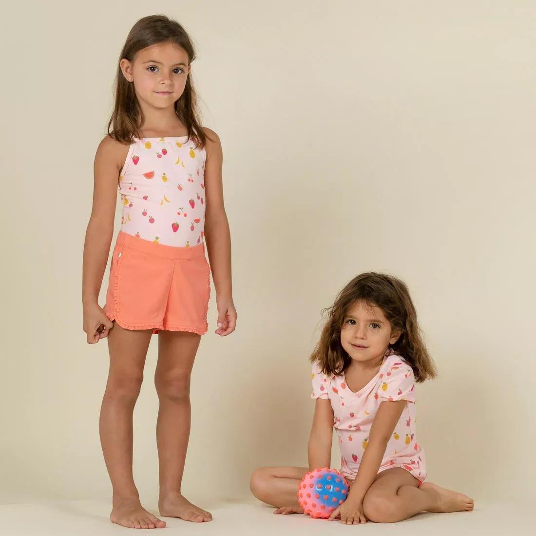 Kids Girls One-Piece Swimsuit Pink With Fruit Print, Orange, , large image number 5