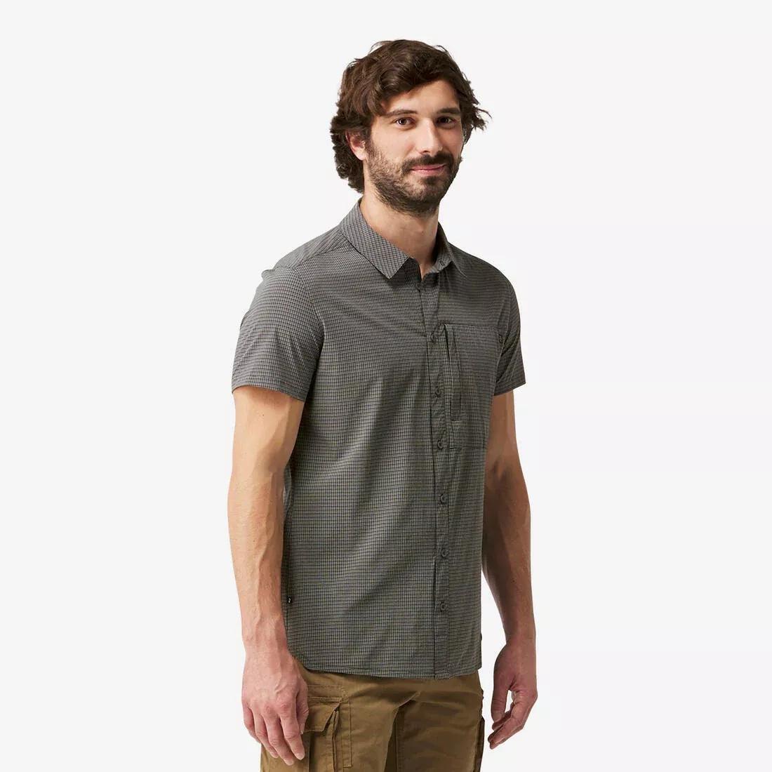 Men short sleeved hiking shirt - NH500 Fresh, Grey, No Color, medium
