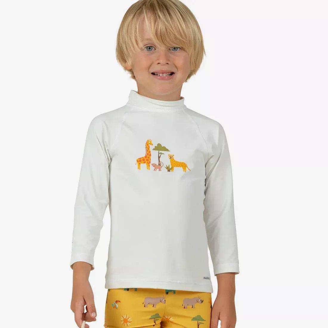 Kids Unisex Long-Sleeve Uv-Protection T-Shirt, White, No Color, large image number 0