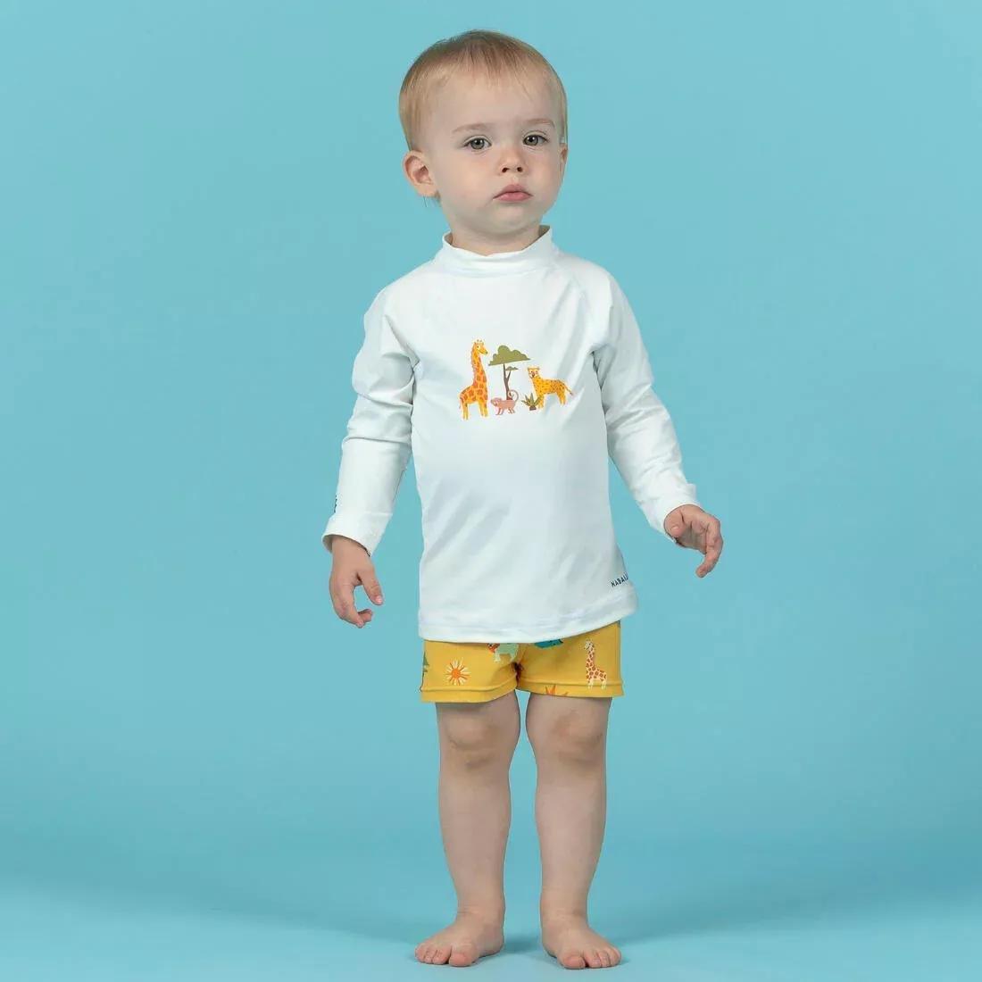 Kids Unisex Long-Sleeve Uv-Protection T-Shirt, White, No Color, large image number 1