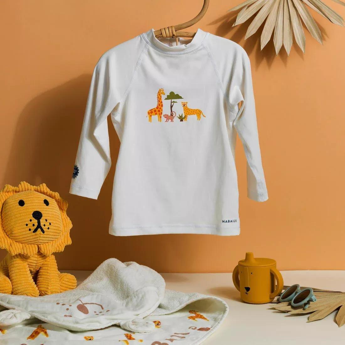 Kids Unisex Long-Sleeve Uv-Protection T-Shirt, White, No Color, large image number 4
