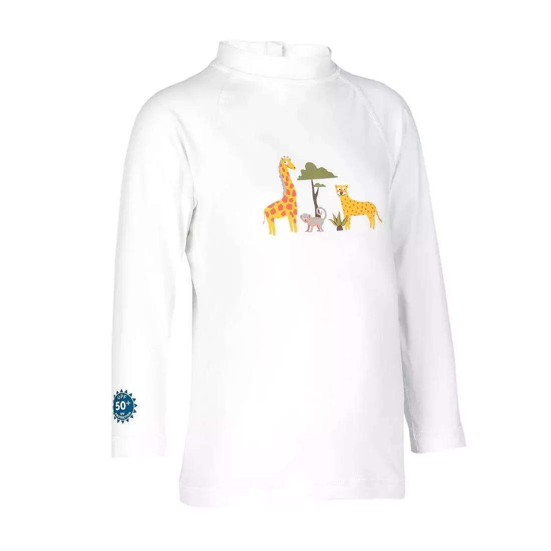 Kids Unisex Long-Sleeve Uv-Protection T-Shirt, White, No Color, large image number 5