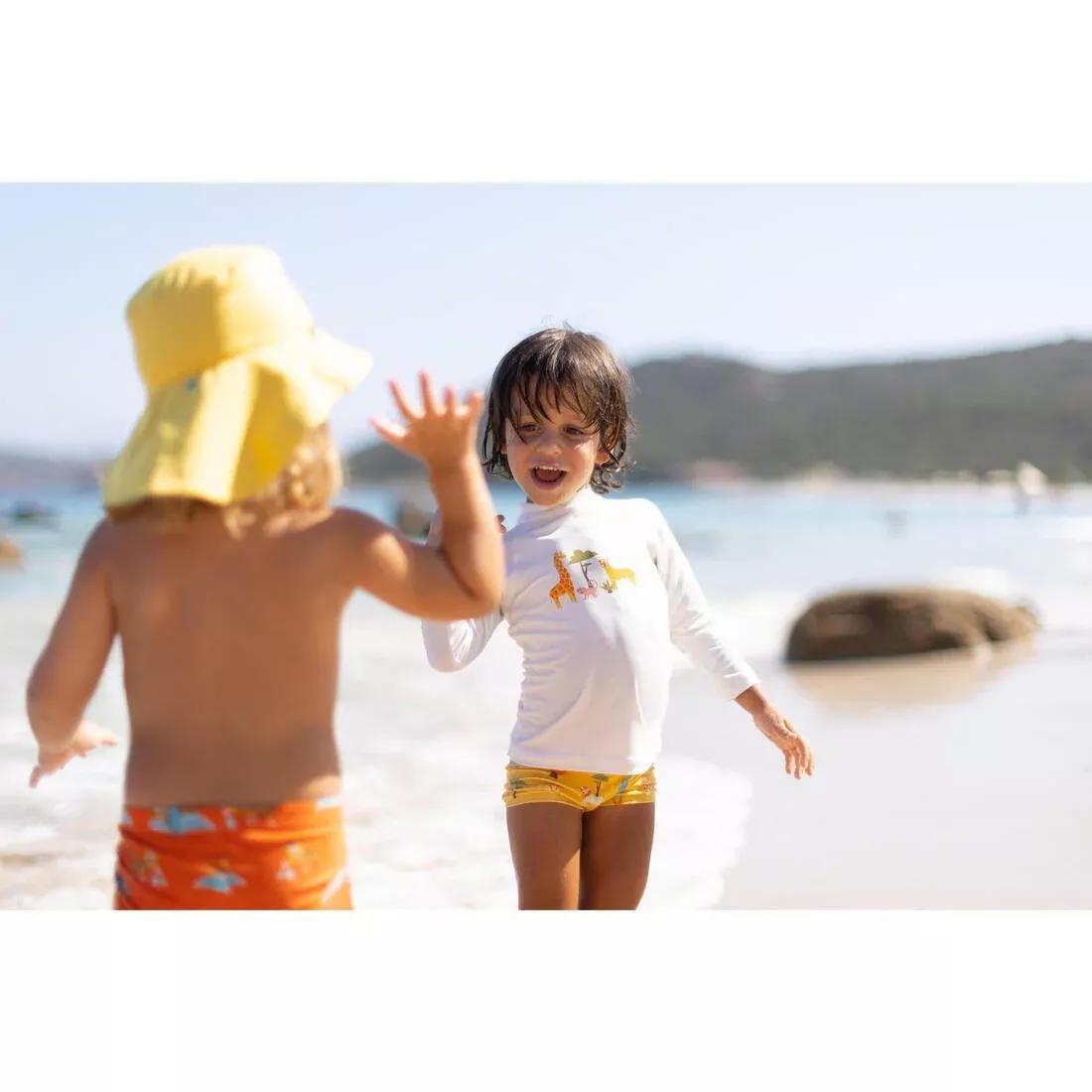 Kids Unisex Long-Sleeve Uv-Protection T-Shirt, White, No Color, large image number 6