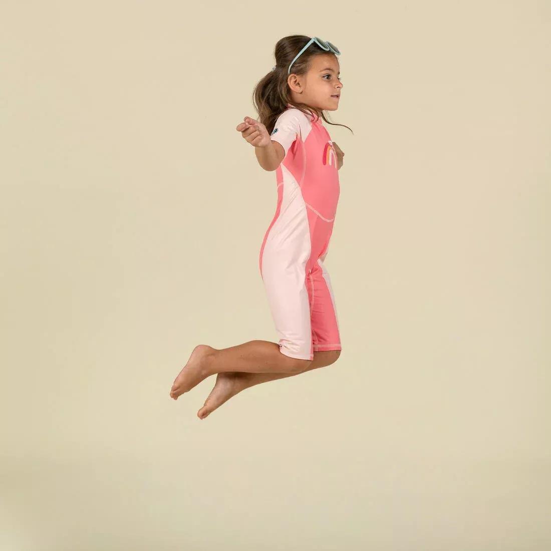 Kids Girls UV Protection Wetsuit Kloupi - Rainbow Print, Pink, , large image number 2