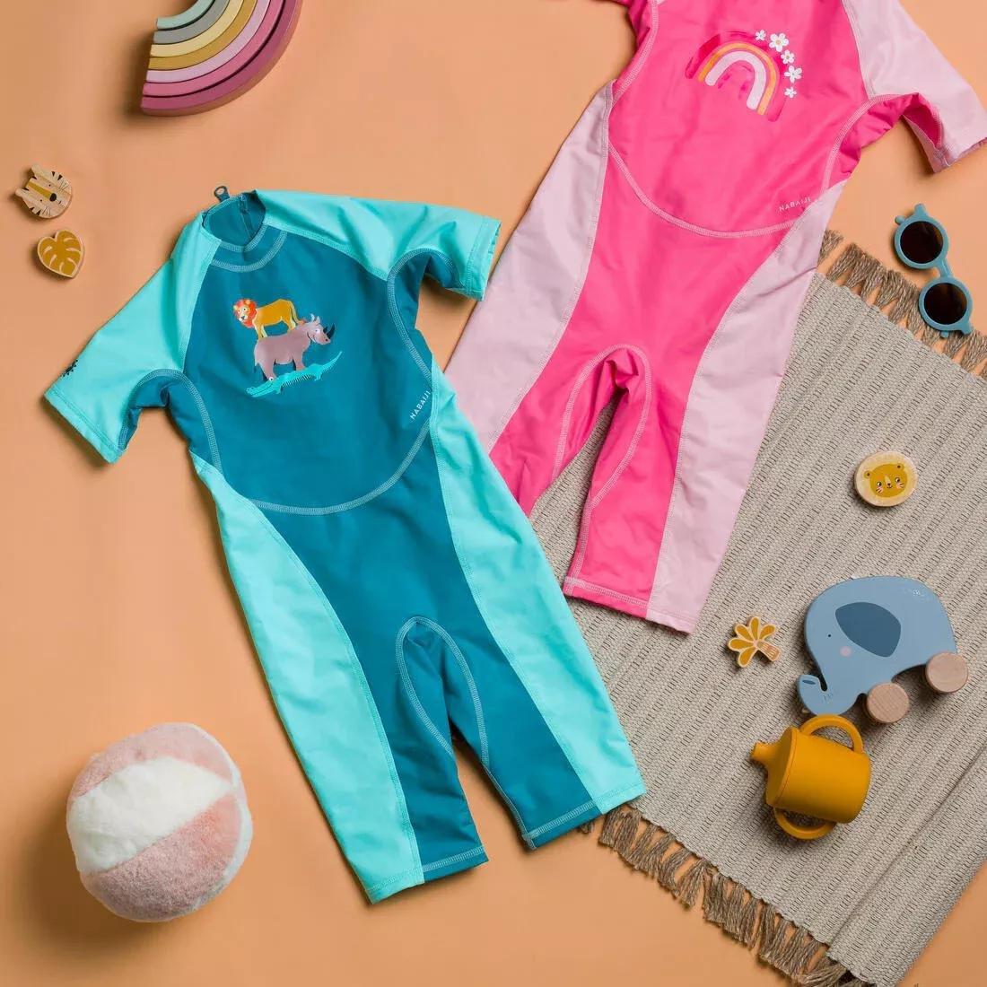 Kids Girls UV Protection Wetsuit Kloupi - Rainbow Print, Pink, , large image number 3