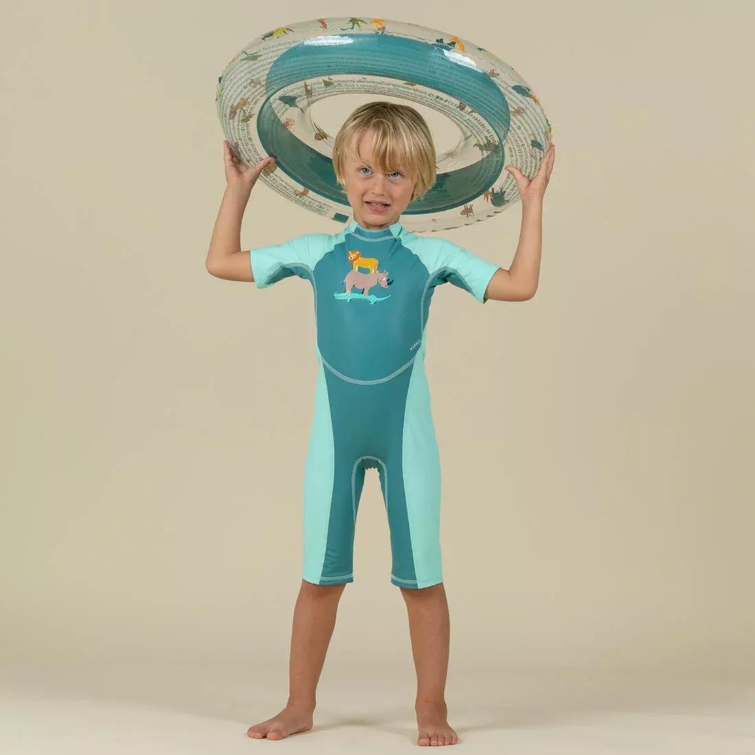 Kids Girls Uv Protection Wetsuit Kloupi - Panda Print, Blue, No Color, medium