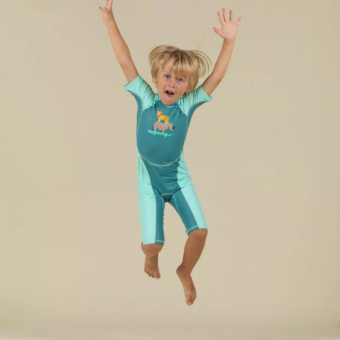 Kids Girls Uv Protection Wetsuit Kloupi - Panda Print, Blue, , large image number 4