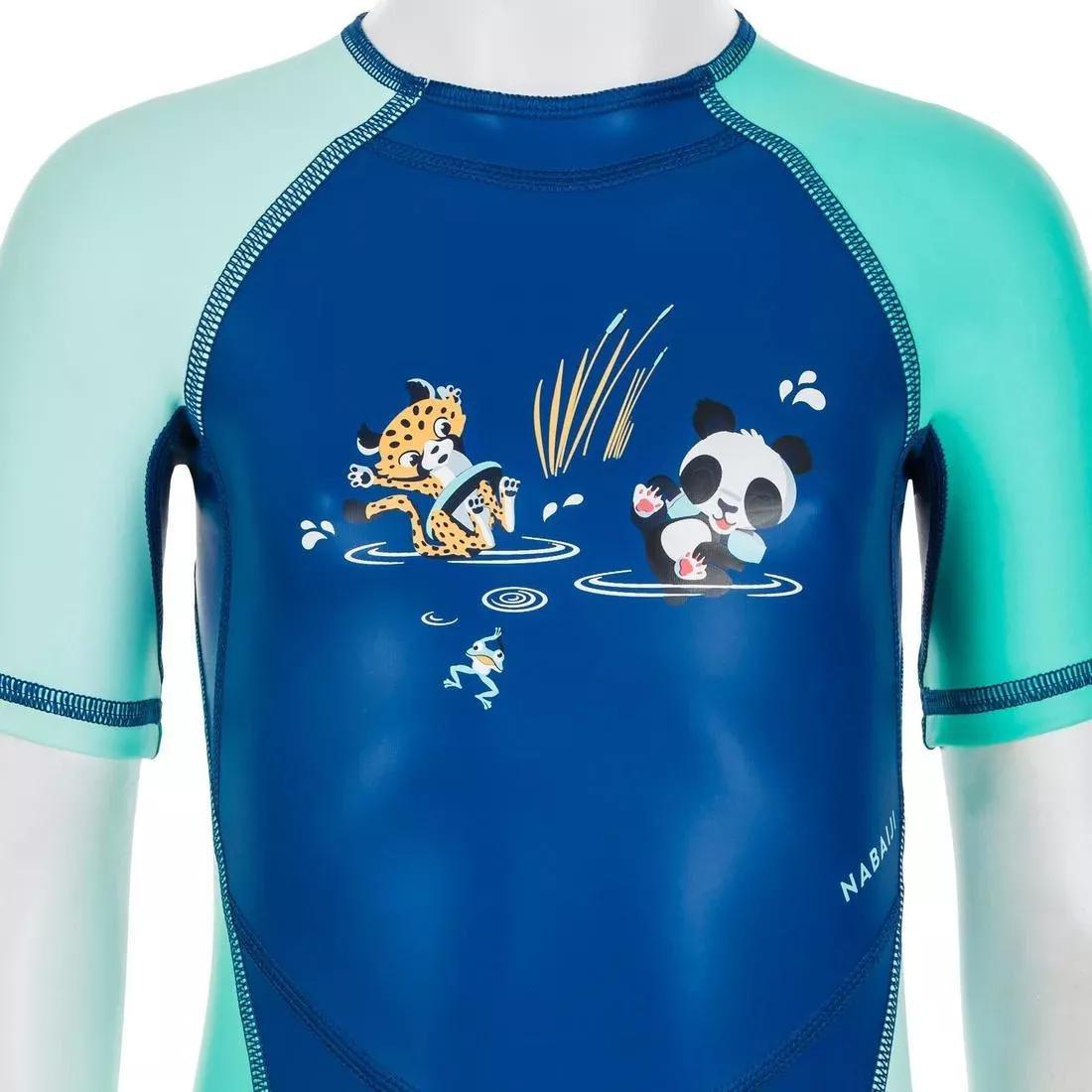 Kids Girls Uv Protection Wetsuit Kloupi - Panda Print, Blue, , large image number 11