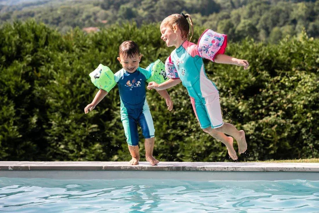 Kids Girls Uv Protection Wetsuit Kloupi - Panda Print, Blue, No Color, medium