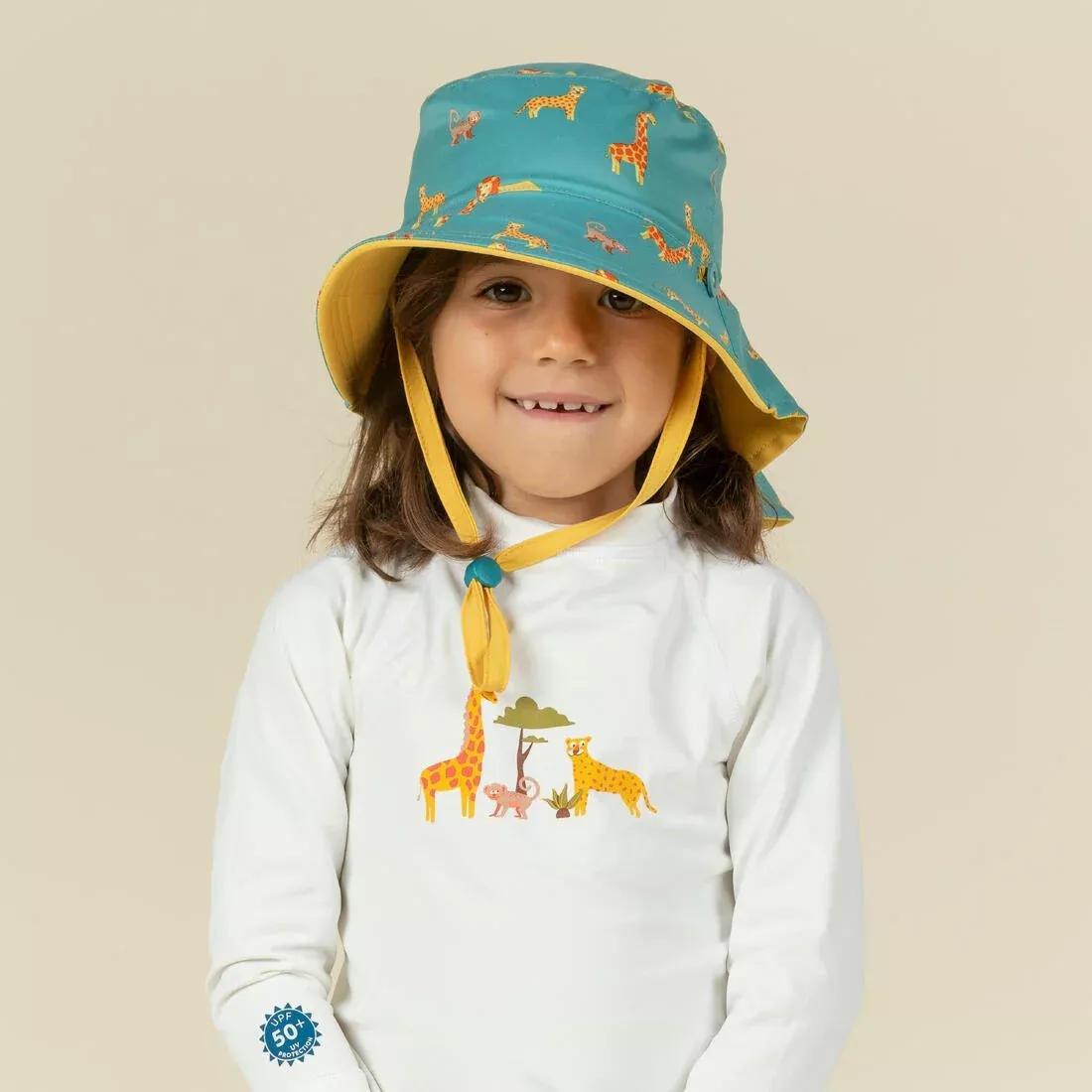 Kids Unisex Reversible Anti-Uv Hat, Yellow, , large image number 0