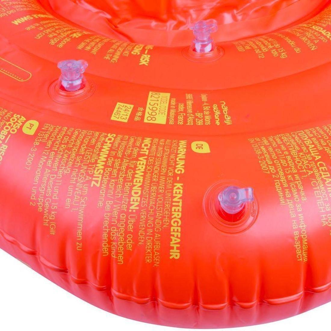 NABAIJI - Baby's orange inflatable swim ring with seat for infants weighing  11- 15 kg