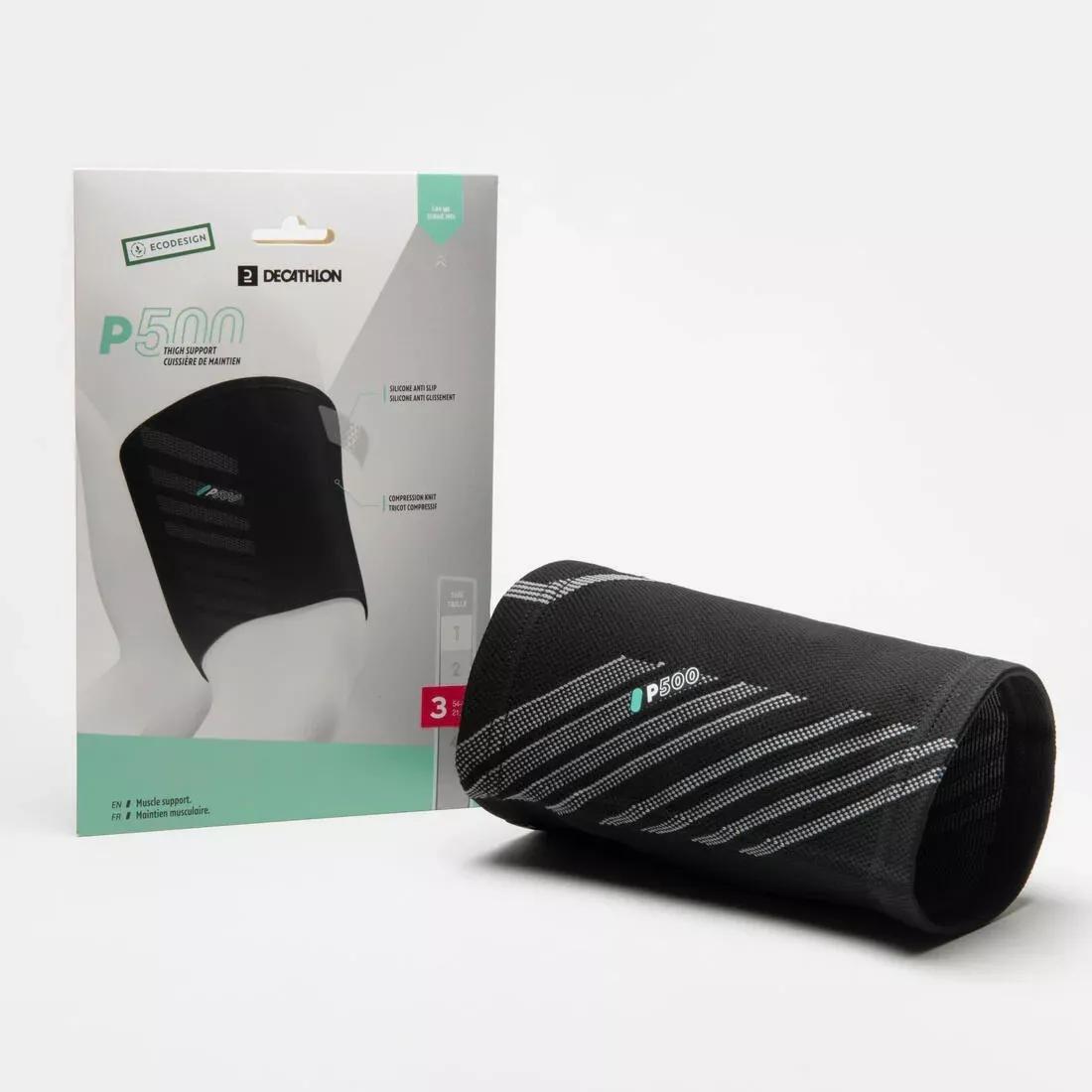 Adult Supportive Thigh Sleeve Thigh - P500, Black, No Color, large image number 2