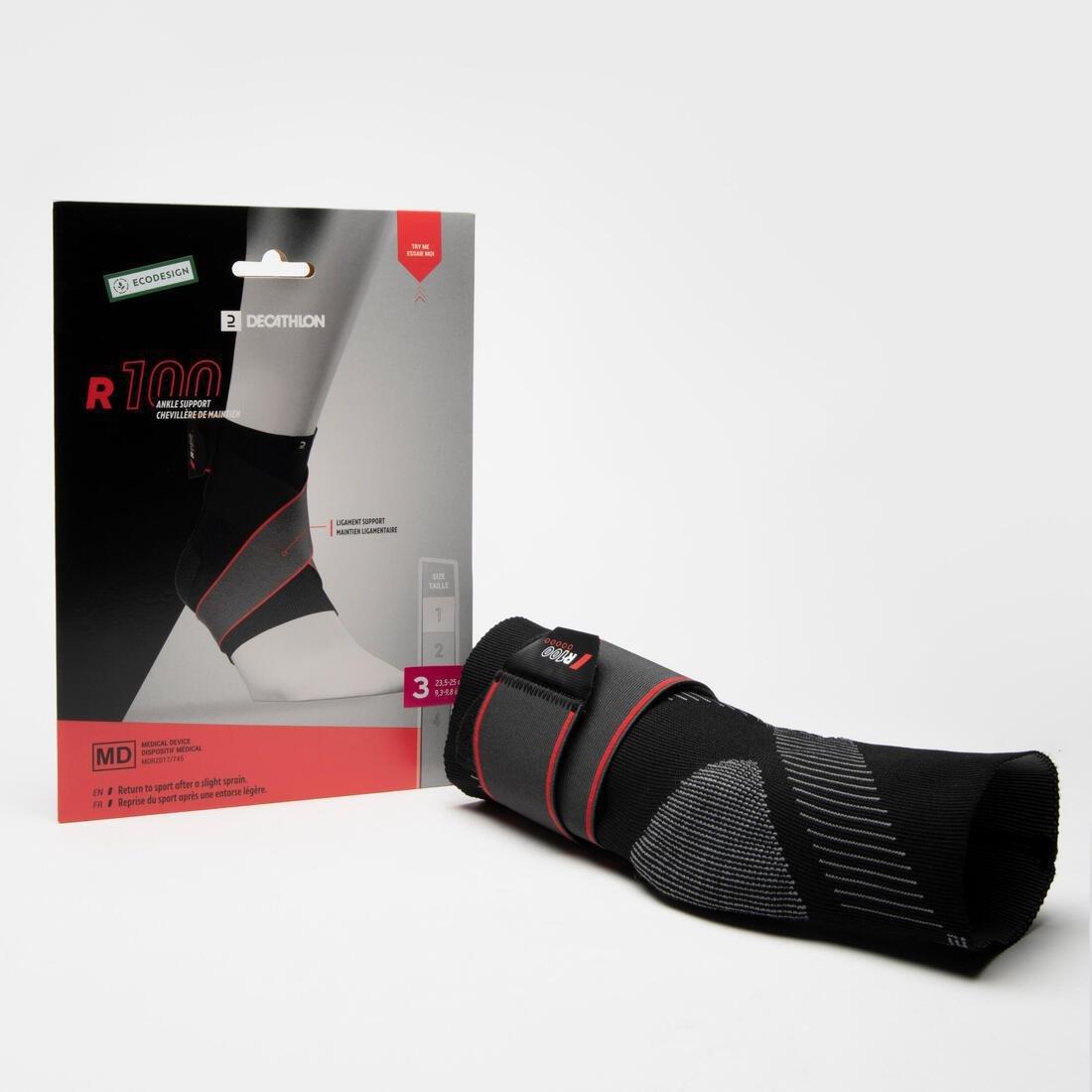 Ankle Ligament Brace R100, Black, No Color, large image number 4
