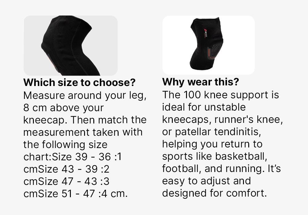 Adult Right/Left Kneecap Brace Strong - R100, Black, No Color, medium