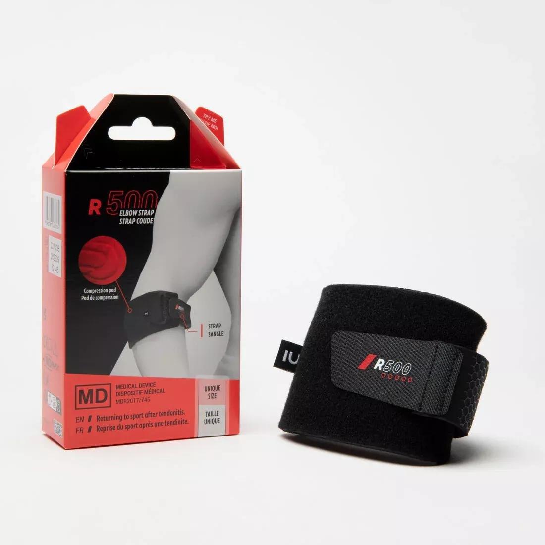 Adult Right/Left Supportive Elbow Strap - R500, Black, No Color, large image number 3