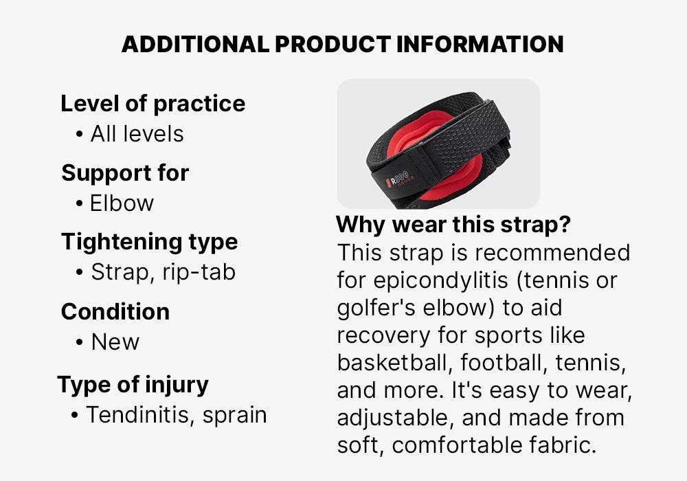 Adult Right/Left Supportive Elbow Strap - R500, Black, No Color, medium