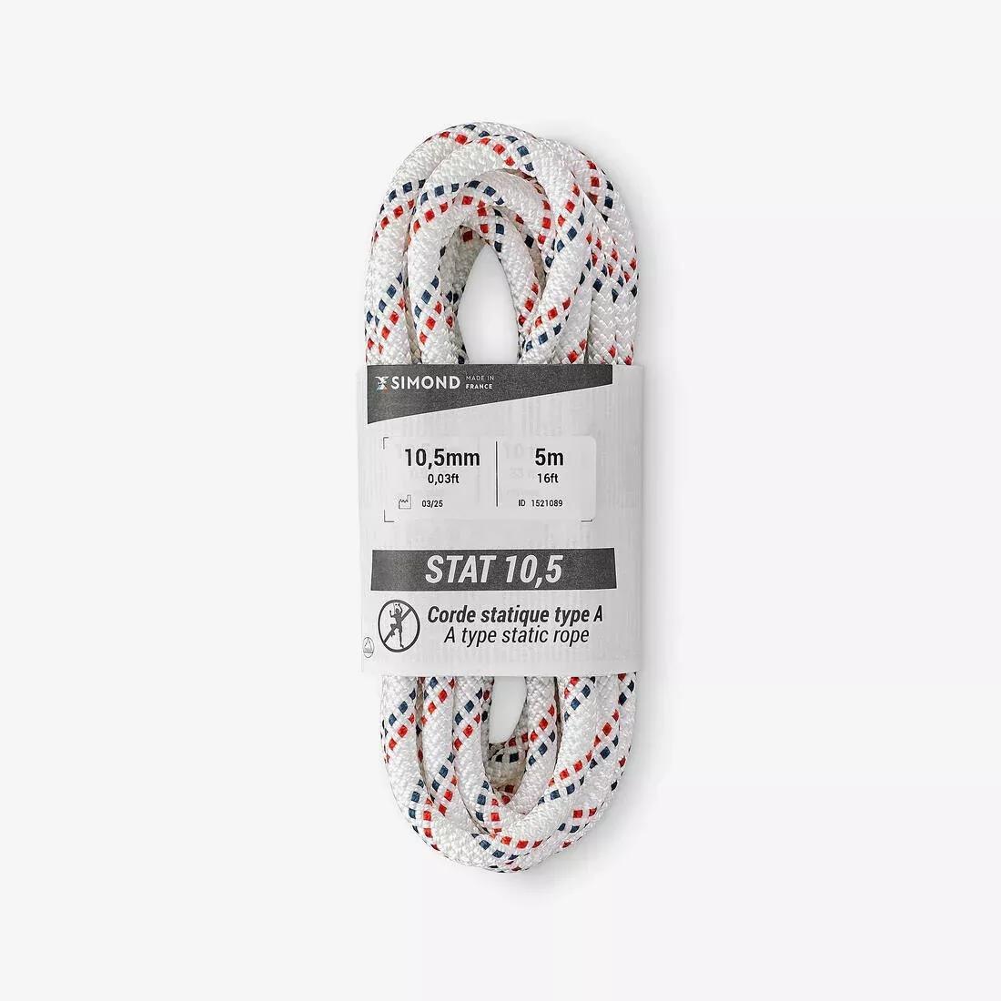 Semi-Static Rope 10.5 mm X 5 M - Stat 10.5, White, No Color, medium