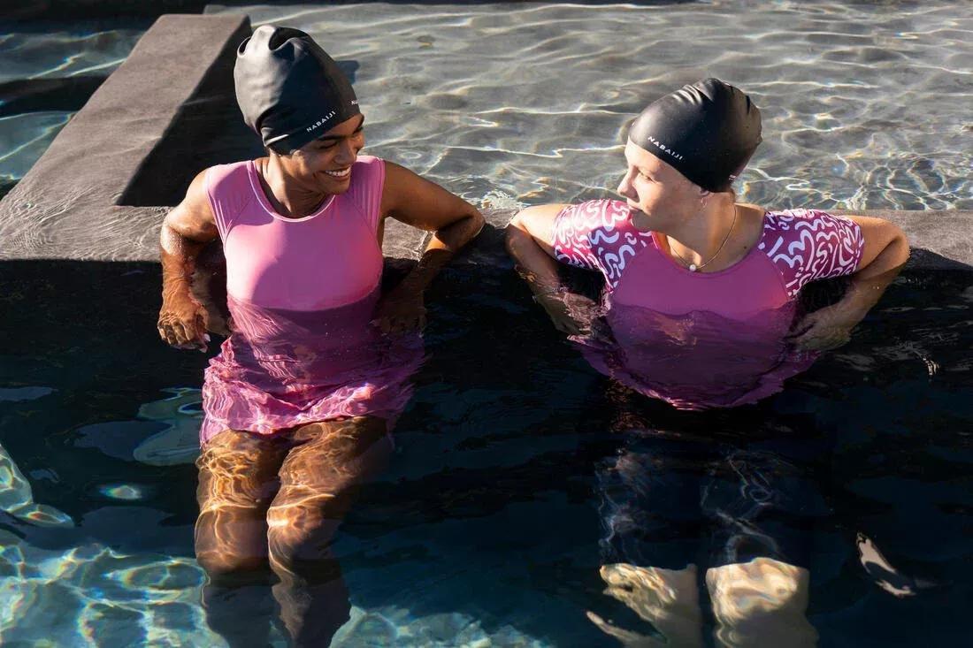 Silicone Swimming Cap - One Size Long Hair, Black, No Color, large image number 4