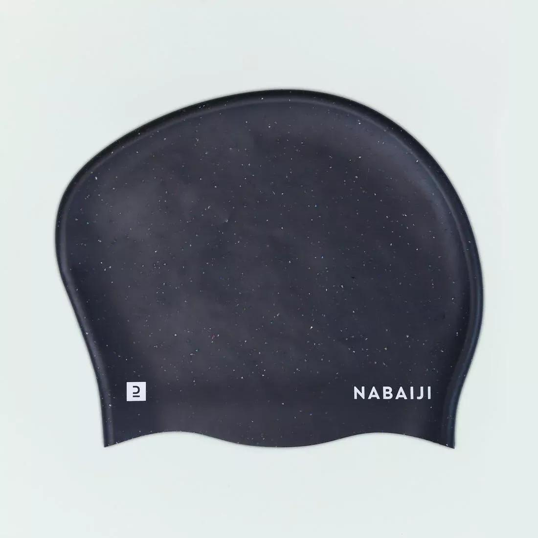 Silicone Swimming Cap - One Size Long Hair, Black, No Color, large image number 8