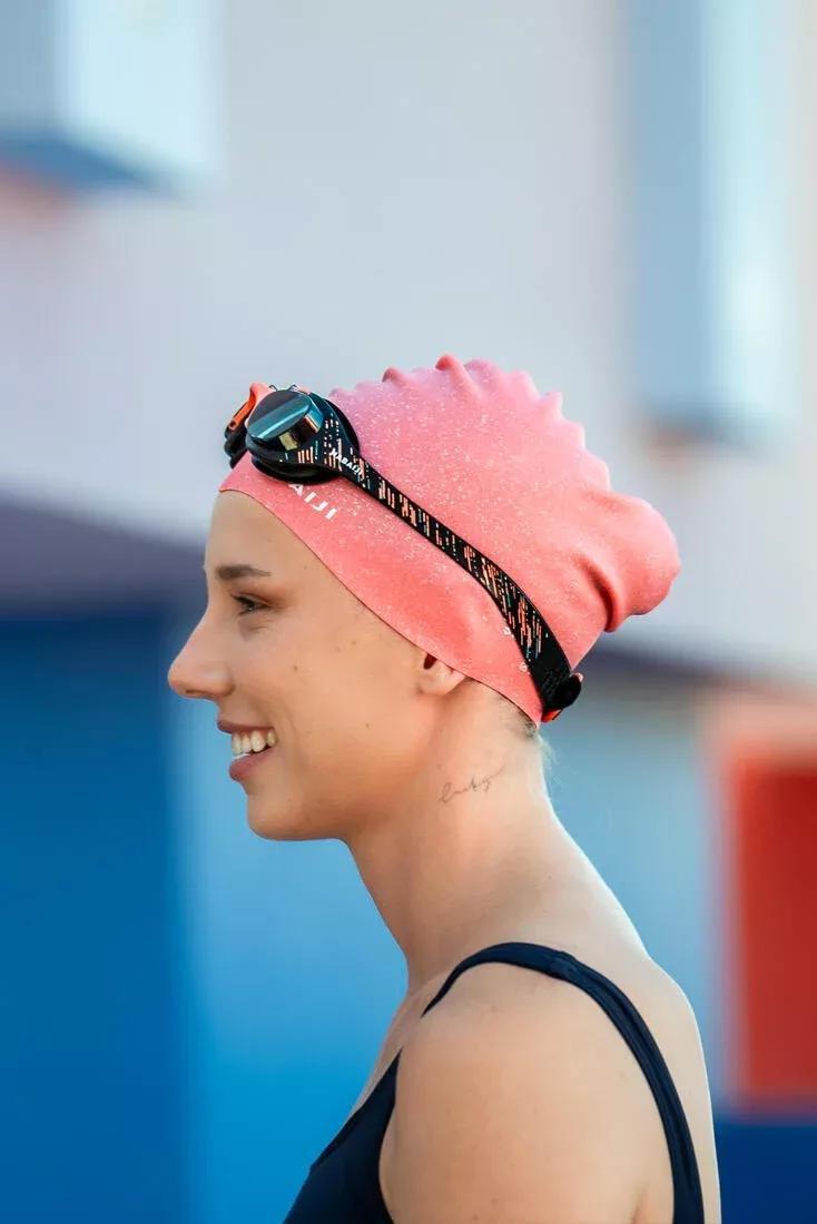 Silicone Swimming Cap - One Size Long Hair, Black, No Color, large image number 11
