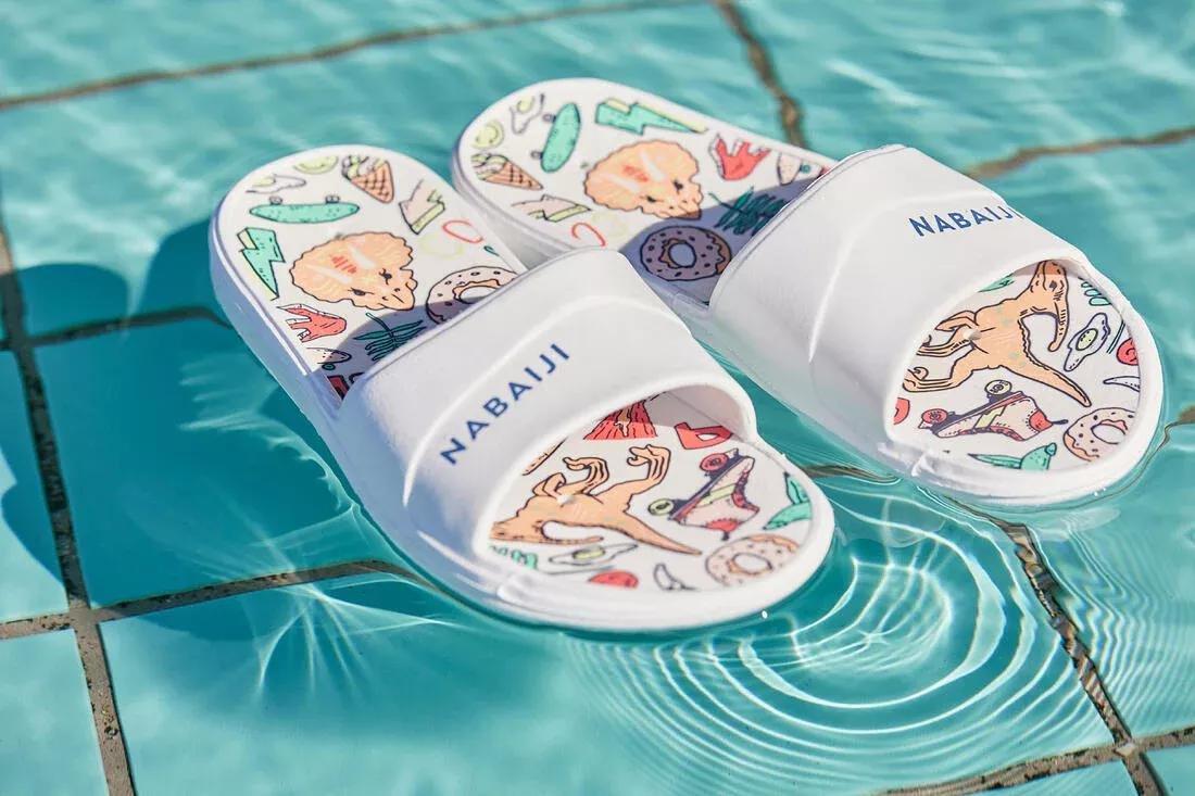Kids Pool Derby Printed Sandals Slap - 500, White, , large image number 4
