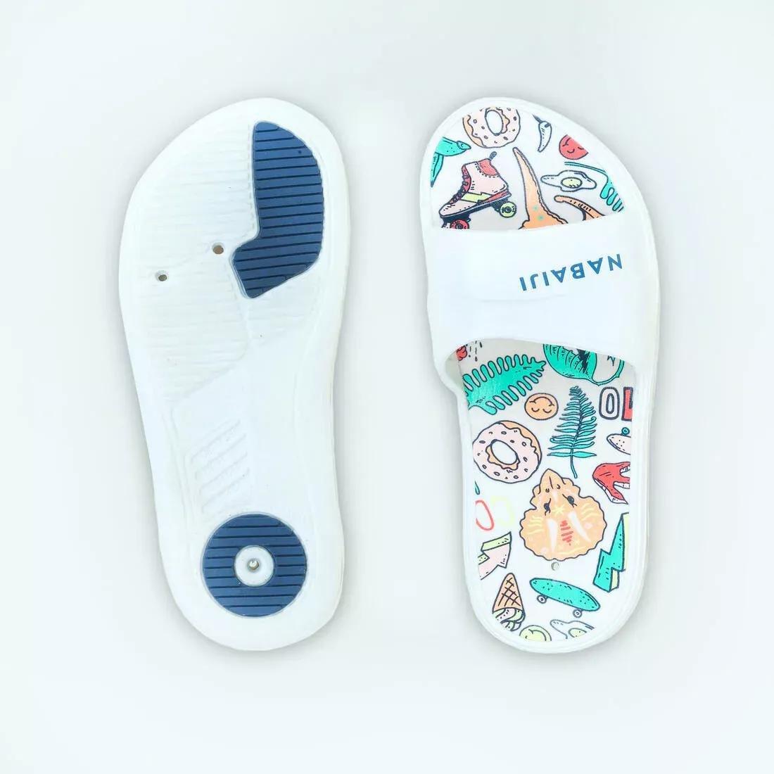 Kids Pool Derby Printed Sandals Slap - 500, White, , large image number 10