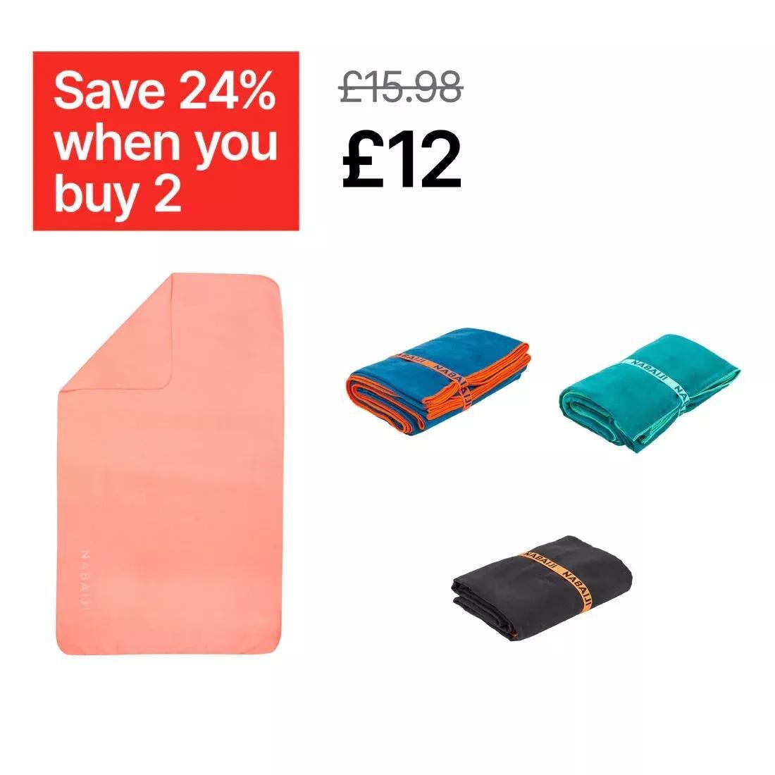 Swimming Microfibre Towel - Size L 80 X 130 Cm, Orange, No Color, large image number 7