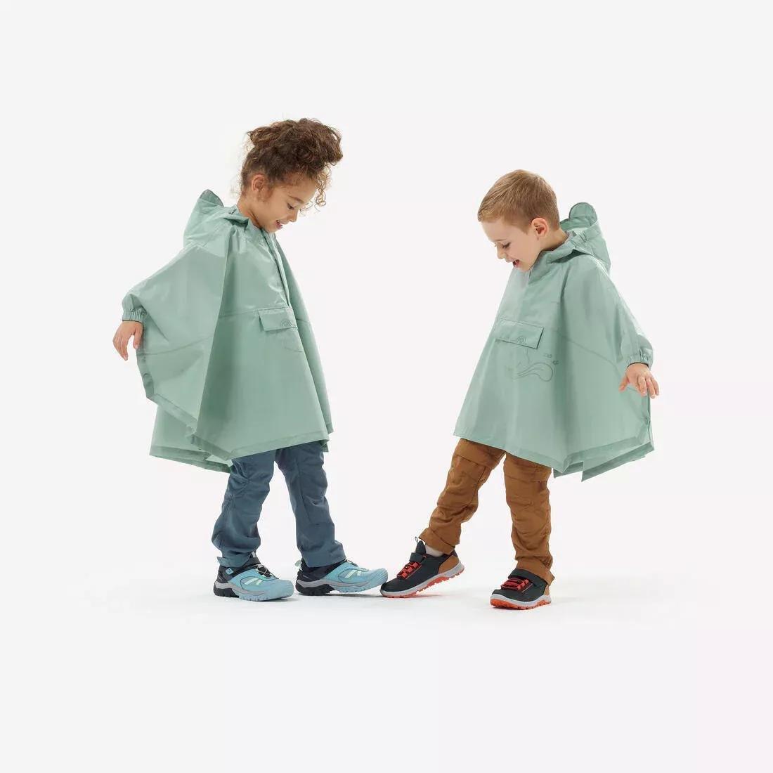 Kids Unisex waterproof hiking poncho - MH100, Green, No Color, large image number 1