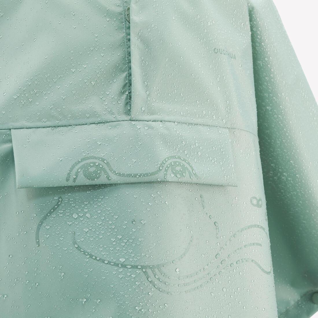 Kids Unisex waterproof hiking poncho - MH100, Green, No Color, large image number 2