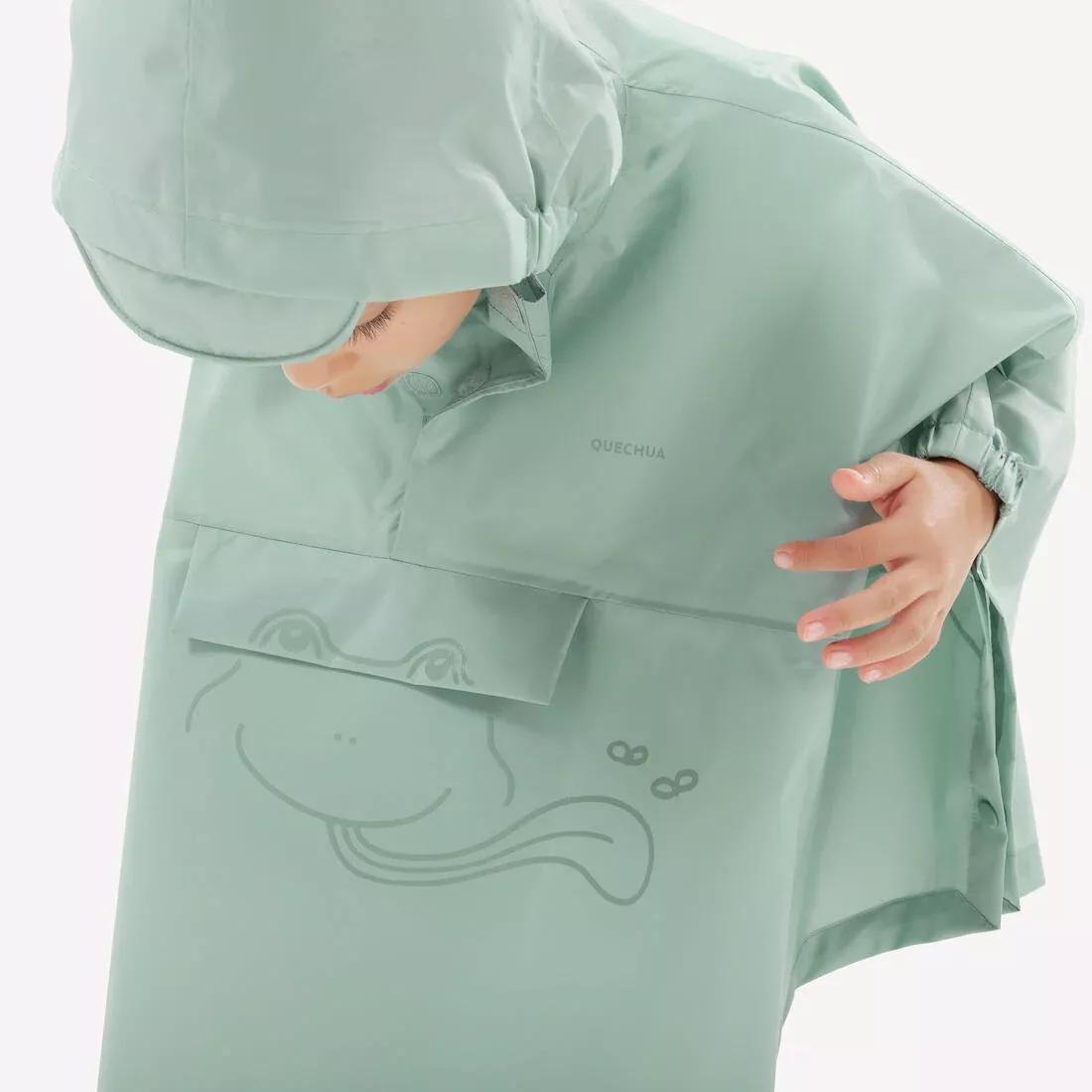 Kids Unisex waterproof hiking poncho - MH100, Green, No Color, large image number 3