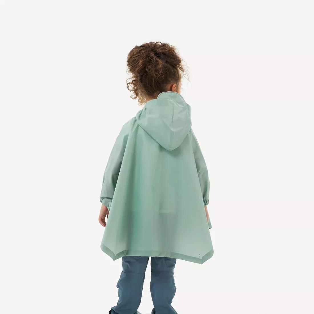 Kids Unisex waterproof hiking poncho - MH100, Green, No Color, large image number 4