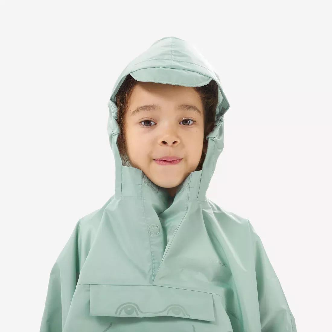 Kids Unisex waterproof hiking poncho - MH100, Green, No Color, large image number 5