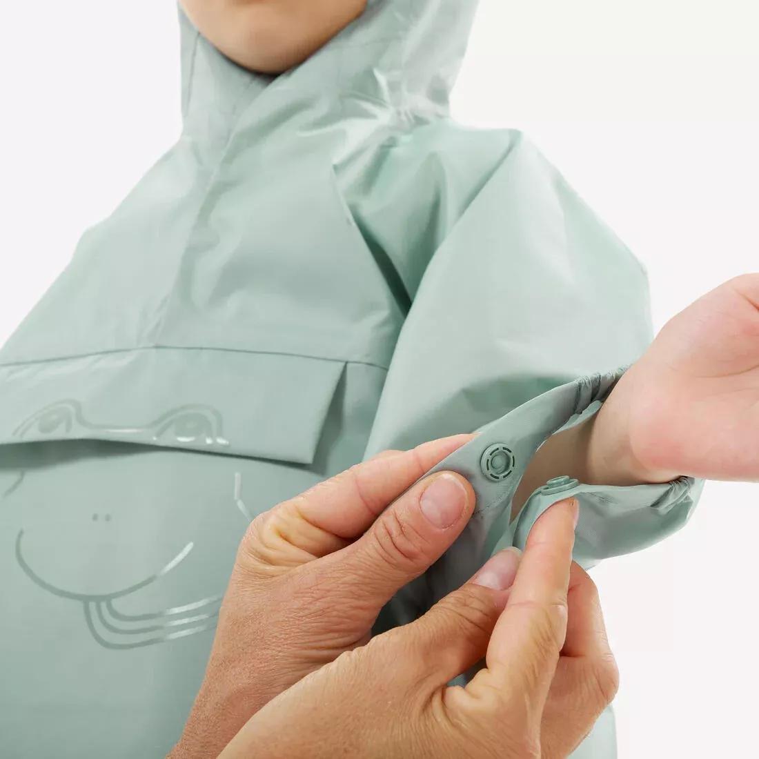 Kids Unisex waterproof hiking poncho - MH100, Green, No Color, large image number 7