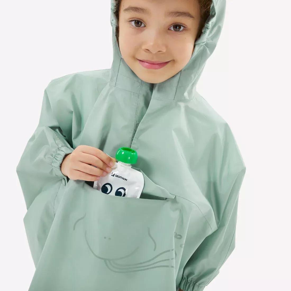 Kids Unisex waterproof hiking poncho - MH100, Green, No Color, large image number 8