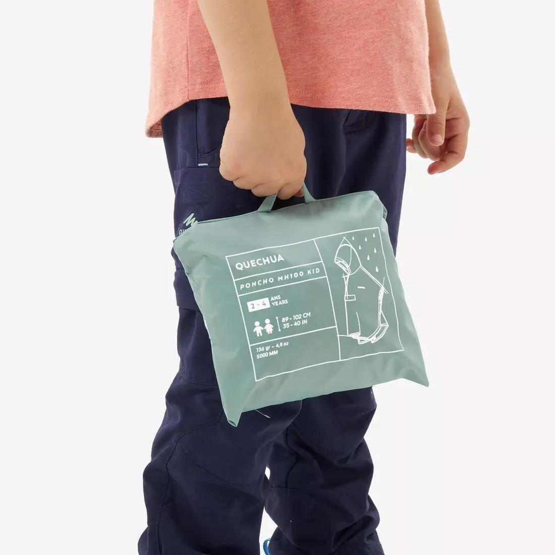 Kids Unisex waterproof hiking poncho - MH100, Green, No Color, large image number 9