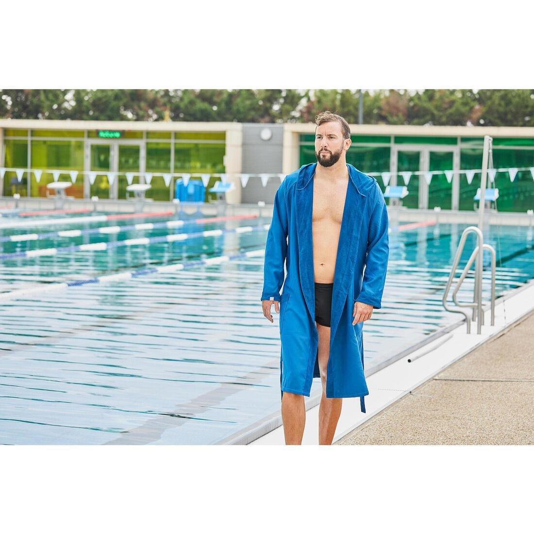 WATKO - Men Compact Pool Bathrobe, Blue