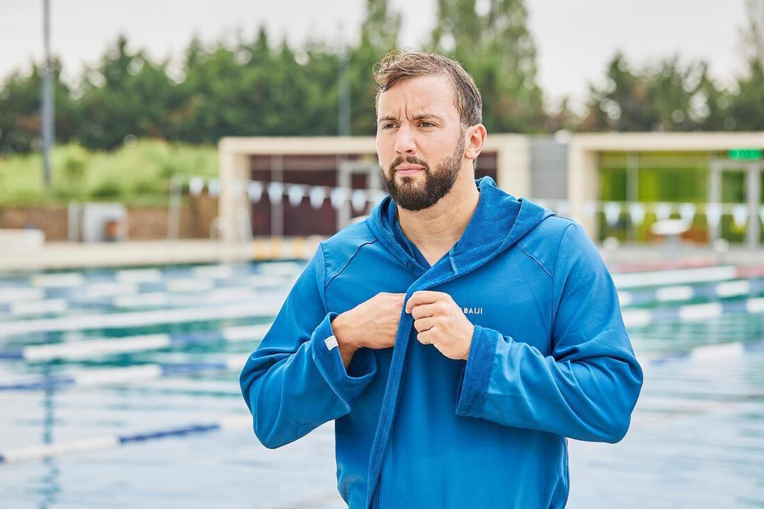 Men Compact Pool Bathrobe, Blue, , large image number 10