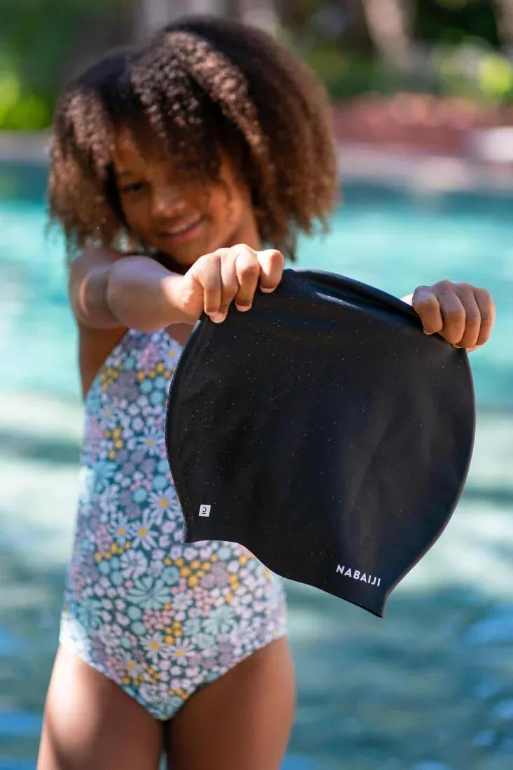 Silicone Swimming Cap - One Size - Thick Hair, Black, No Color, large image number 6