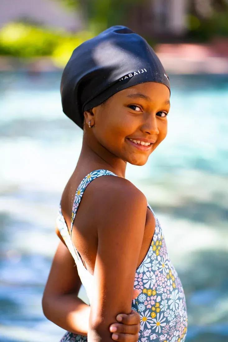 Silicone Swimming Cap - One Size - Thick Hair, Black, No Color, large image number 7