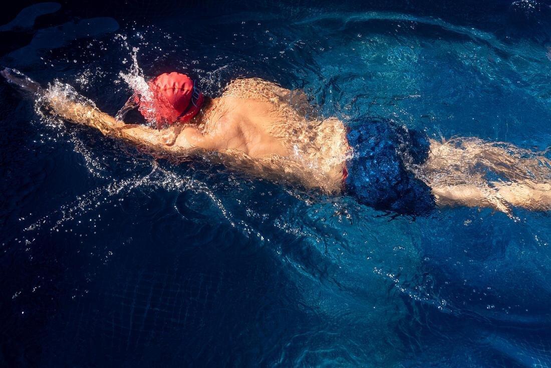 RED Coated mesh swim cap - Printed fabric - Size M - Diag Rubi, No Color, large image number 7