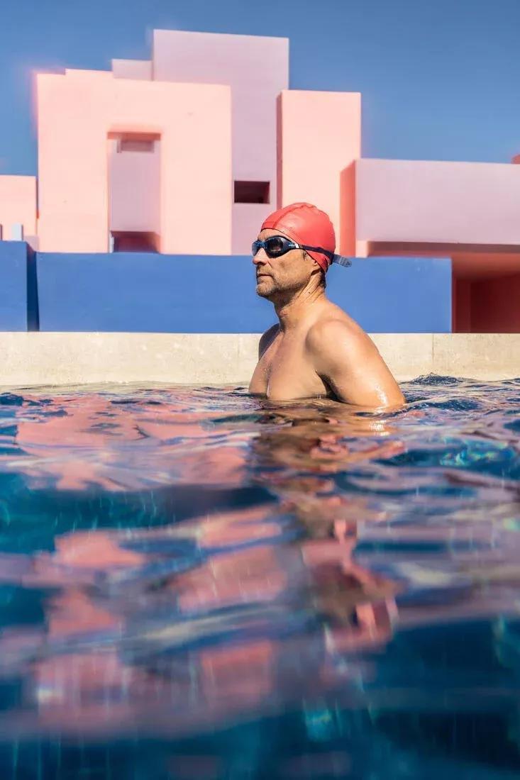 RED Coated mesh swim cap - Printed fabric - Size M - Diag Rubi, No Color, large image number 10