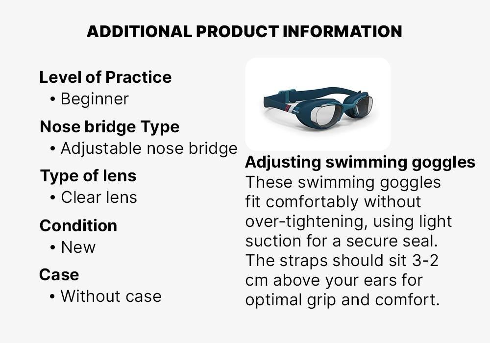 Unisex Swimming Goggles - Clear Lenses - Xbase 100 Print, Navy, No Color, large image number 16