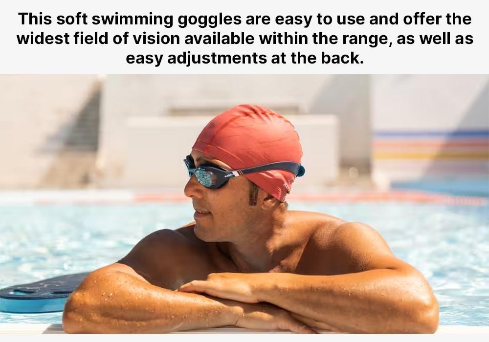 Unisex Swimming Goggles - Clear Lenses - Xbase 100 Print, Navy, No Color, large image number 19