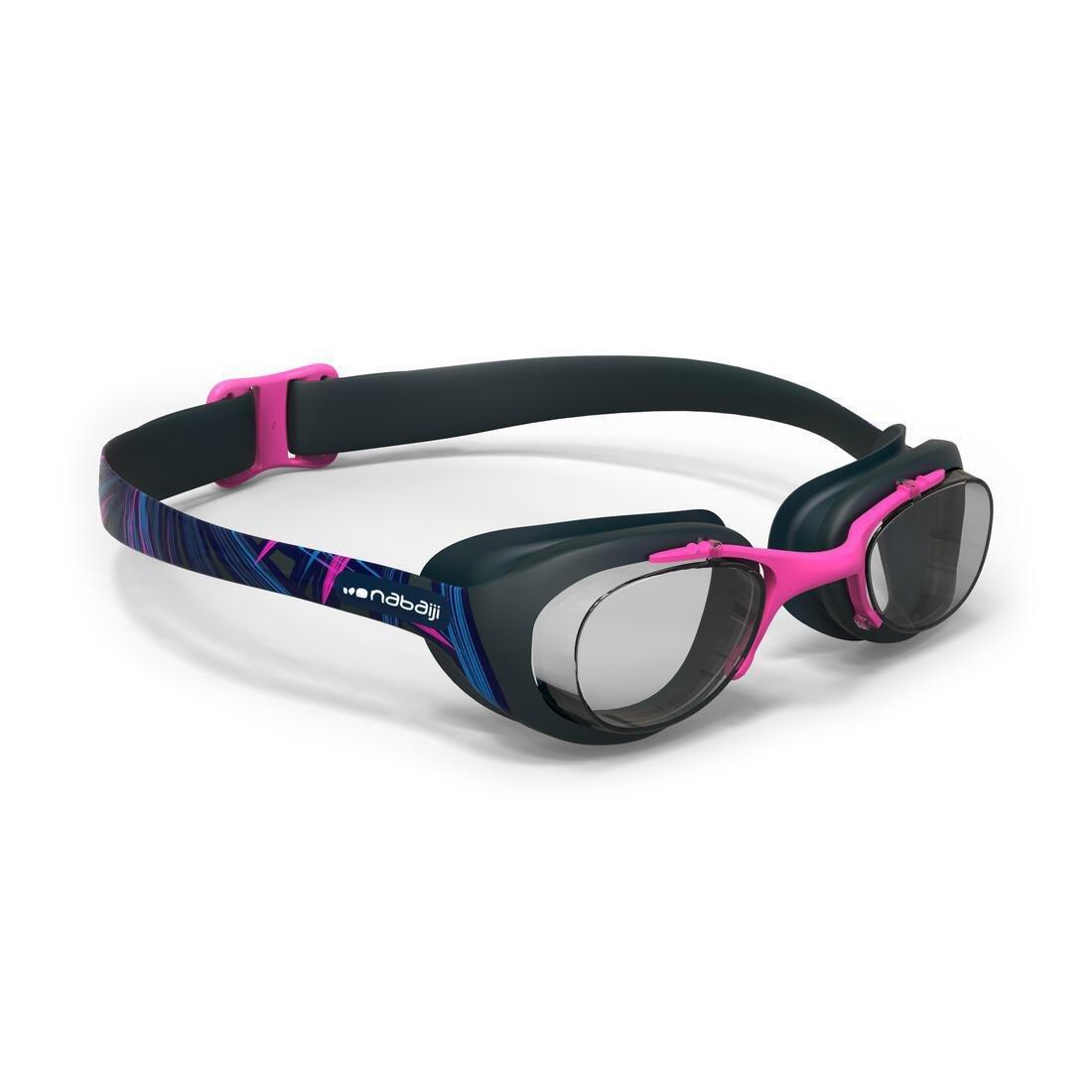 Xbase 100 Print Adult Swimming Goggles - Clear Lenses - Mike, Black, No Color, medium