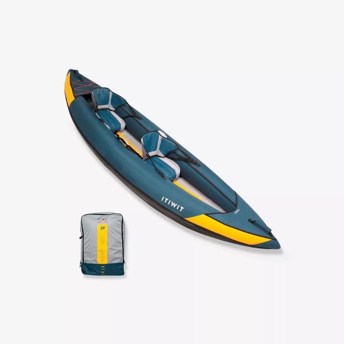 Inflatable 1-2-Person Touring Kayak, Blue, No Color, large image number 0