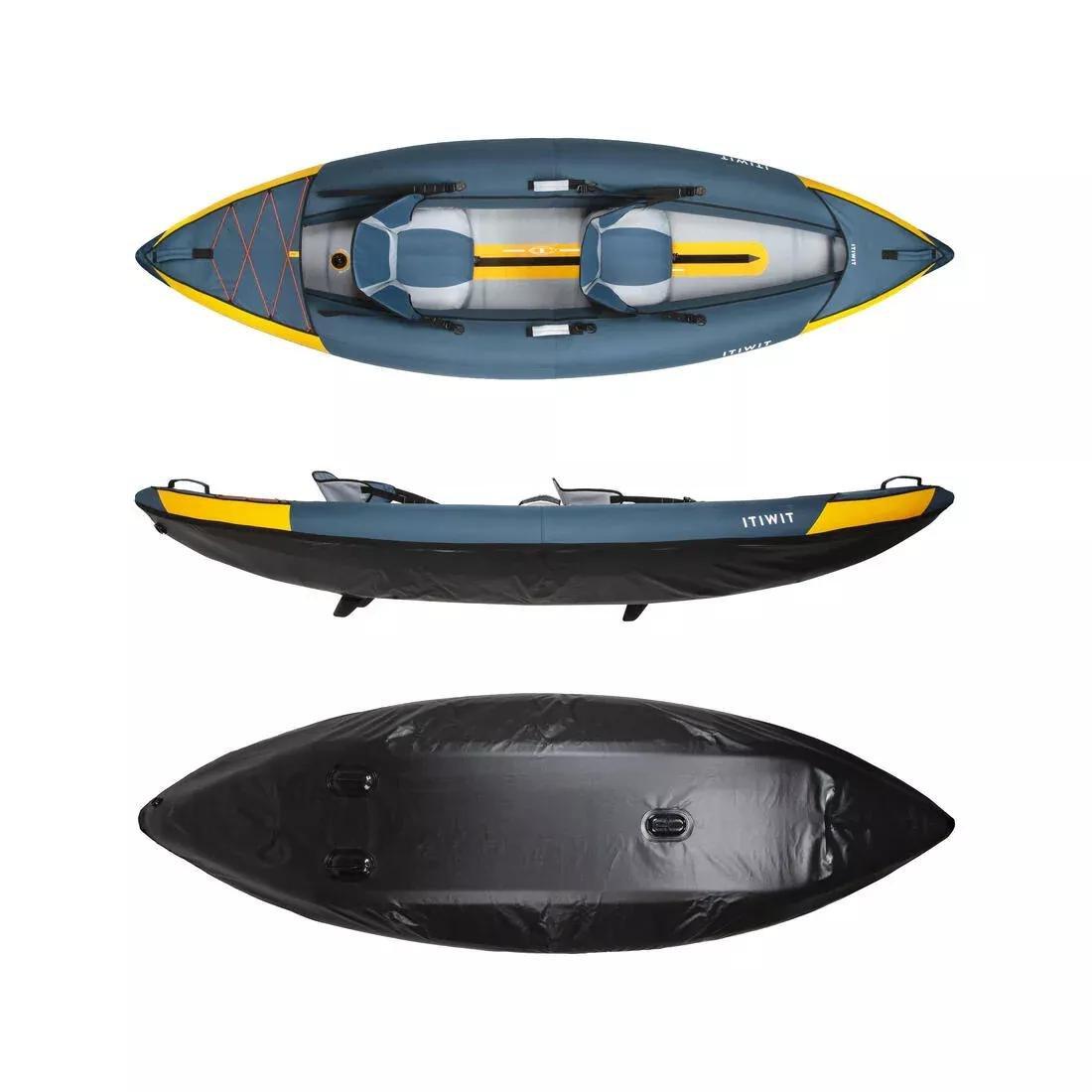 Inflatable 1-2-Person Touring Kayak, Blue, No Color, large image number 2