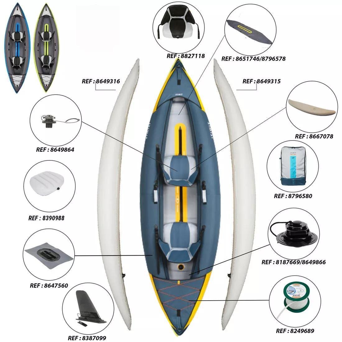 Inflatable 1-2-Person Touring Kayak, Blue, No Color, large image number 3