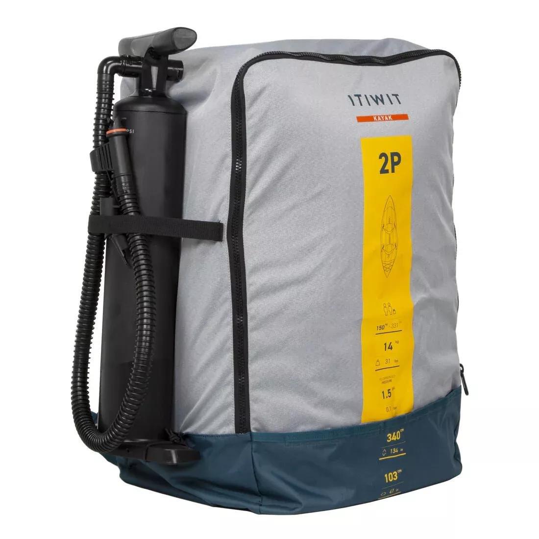 Inflatable 1-2-Person Touring Kayak, Blue, No Color, medium