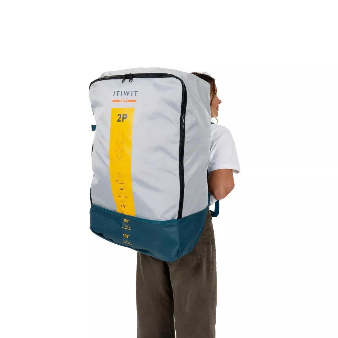 Inflatable 1-2-Person Touring Kayak, Blue, No Color, medium