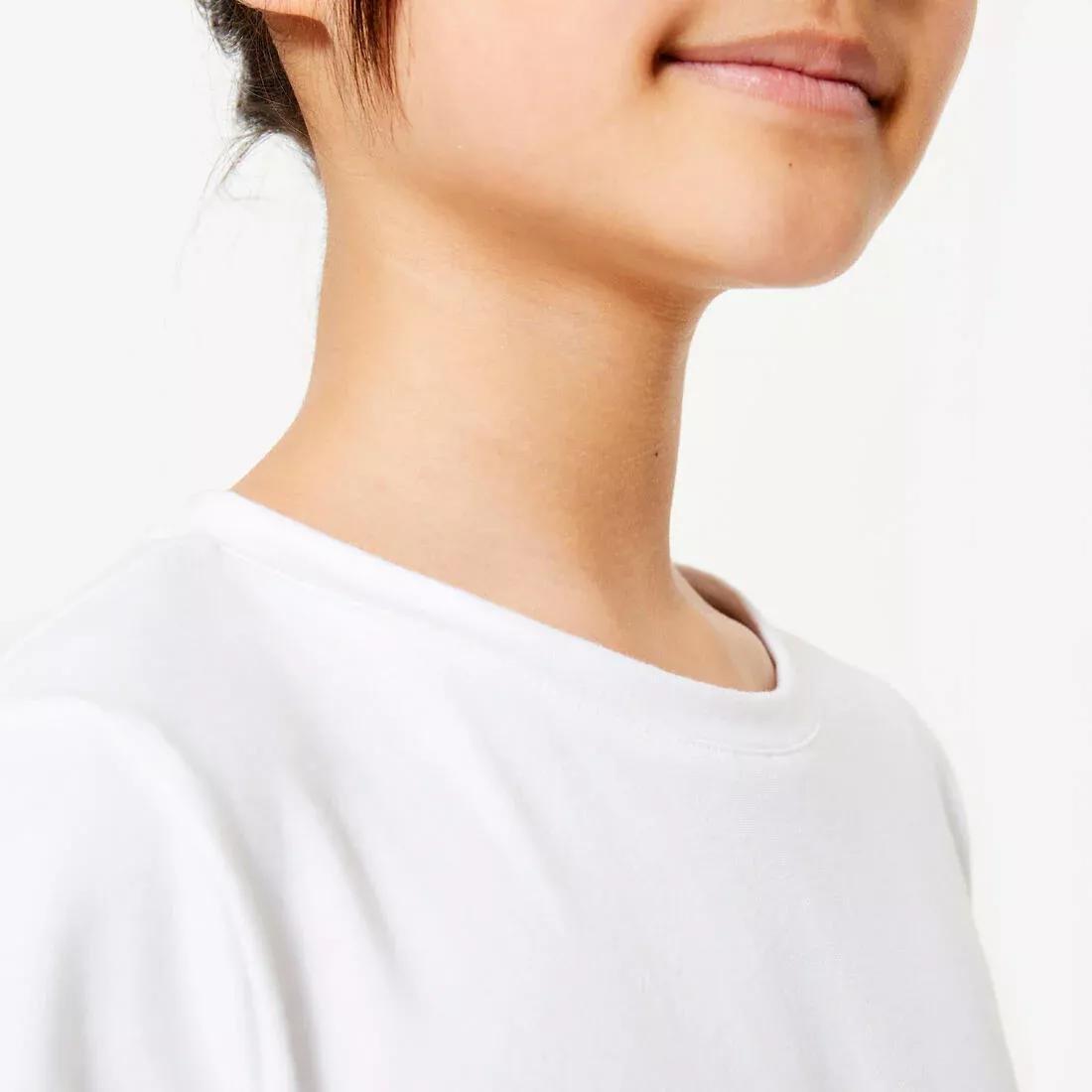 Kids Girls Cotton T-Shirt - 500, White, No Color, large image number 3